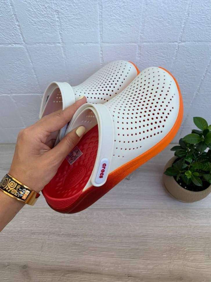 Жіночі Crocs LiteRide White Orange Clog — фото 2