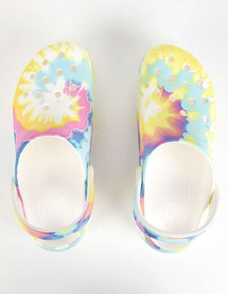Жіночі Crocs Women's Classic Platform Tie-Dye Graphic Clog White / Multi — фото 4