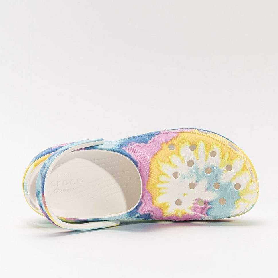 Жіночі Crocs Women's Classic Platform Tie-Dye Graphic Clog White / Multi — фото 8