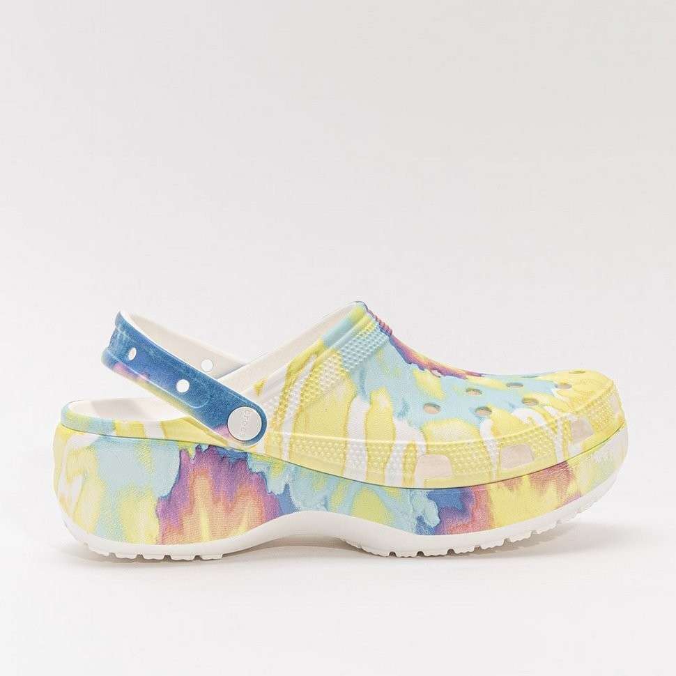 Жіночі Crocs Women's Classic Platform Tie-Dye Graphic Clog White / Multi — фото 9