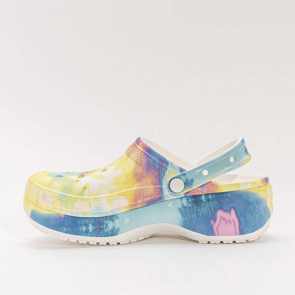 Жіночі Crocs Women's Classic Platform Tie-Dye Graphic Clog White / Multi — фото 10