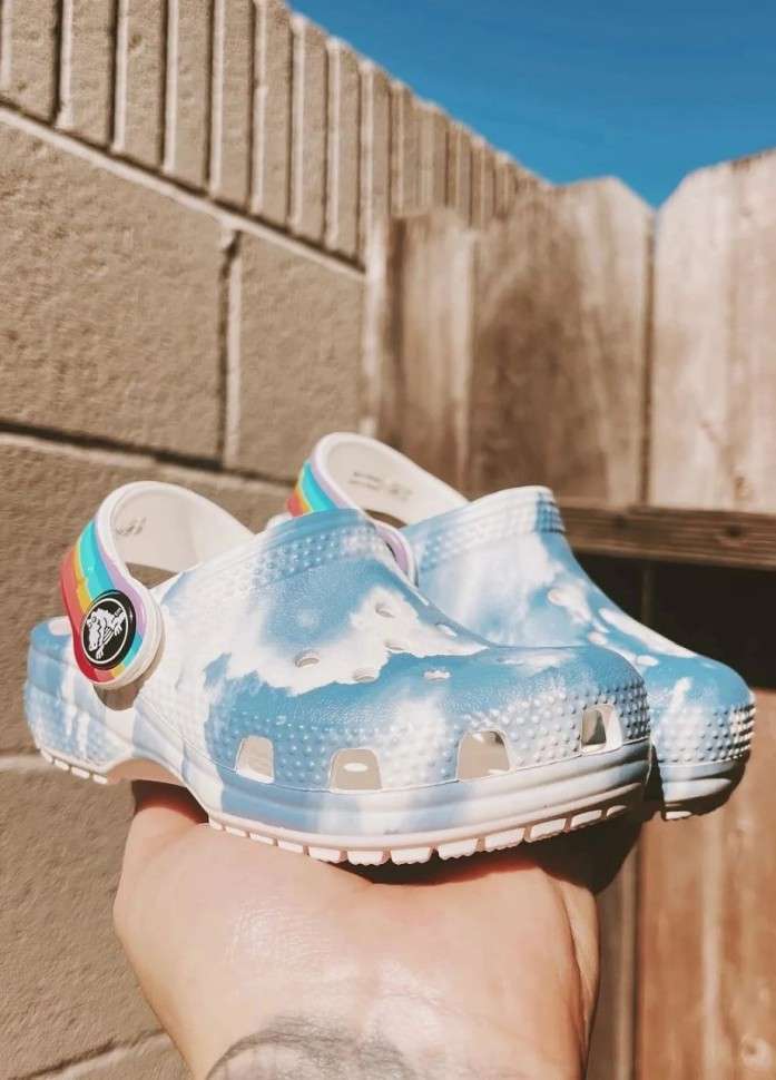 Дитячі Crocs для дівчинки Child Kids' Classic Graphic Clog White Rainbow — фото 3