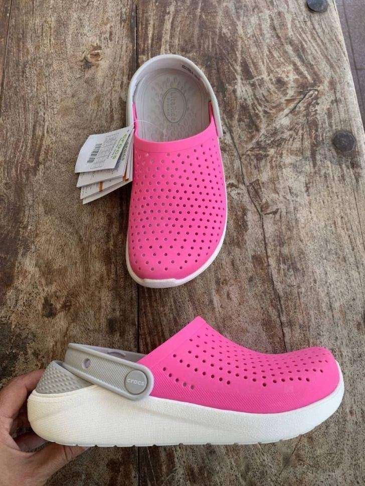 Дитячі Crocs для дівчинки LiteRide Clogs Electric Pink/White — фото 2