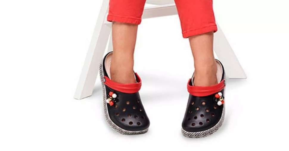 Дитячі Crocs-сабо для Дівчинки Crocs Drew X Crocband Chevron Clog Black/White — фото 2
