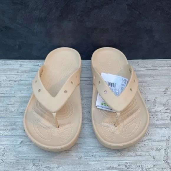 Crocs Классік шльопанці Бежеві Classic Flip v2 Bone — фото 12
