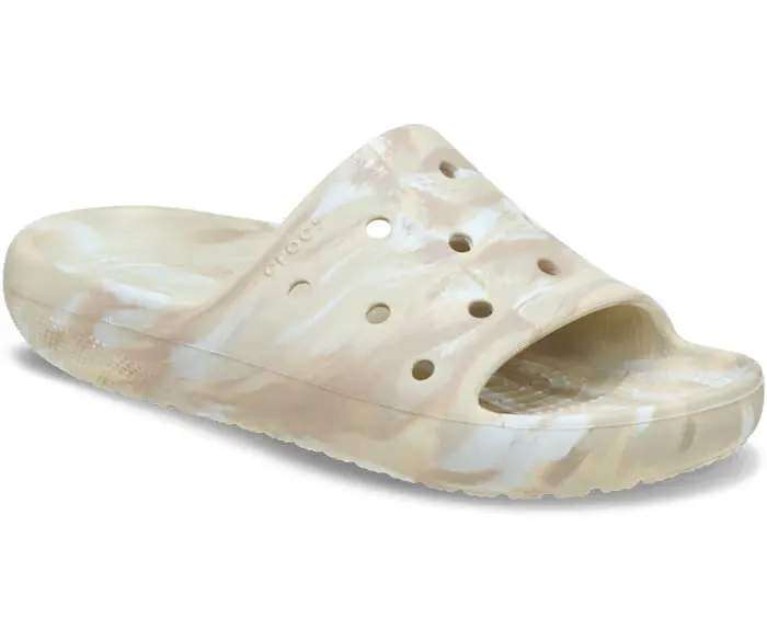 Чоловічі шльопанці Клісік Беж Crocs Classic Marbled Slide 2 Bone/Multi — фото 2
