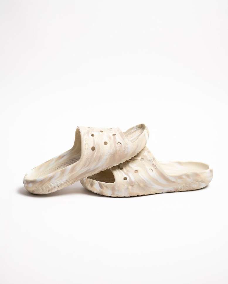Чоловічі шльопанці Клісік Беж Crocs Classic Marbled Slide 2 Bone/Multi — фото 13