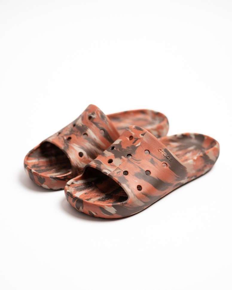 Чоловічі шльопанці Клісік Кофейні Crocs Classic Marbled Slide 2 Coffee/Multi — фото 2