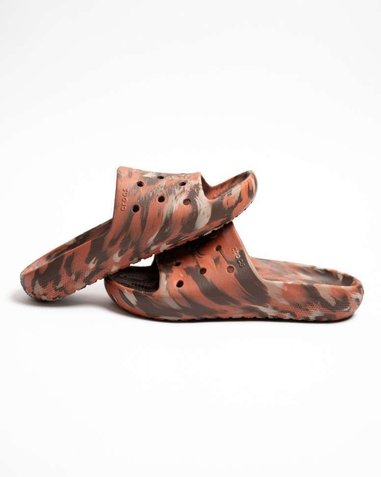 Чоловічі шльопанці Клісік Кофейні Crocs Classic Marbled Slide 2 Coffee/Multi — фото 3