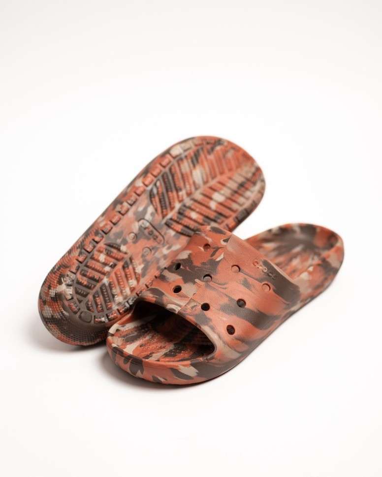 Чоловічі шльопанці Клісік Кофейні Crocs Classic Marbled Slide 2 Coffee/Multi — фото 7