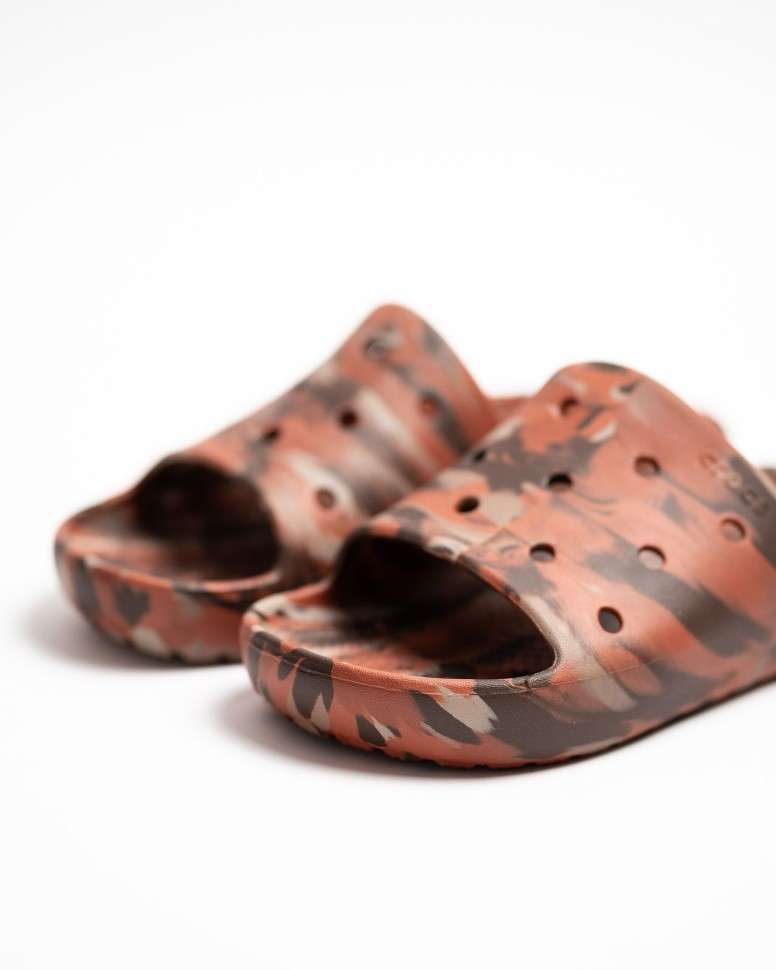 Чоловічі шльопанці Клісік Кофейні Crocs Classic Marbled Slide 2 Coffee/Multi — фото 9