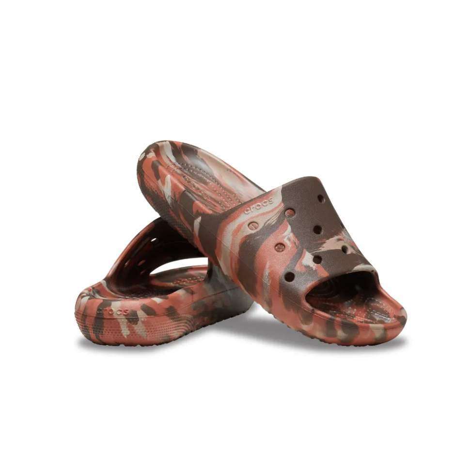 Чоловічі шльопанці Клісік Кофейні Crocs Classic Marbled Slide 2 Coffee/Multi — фото 10