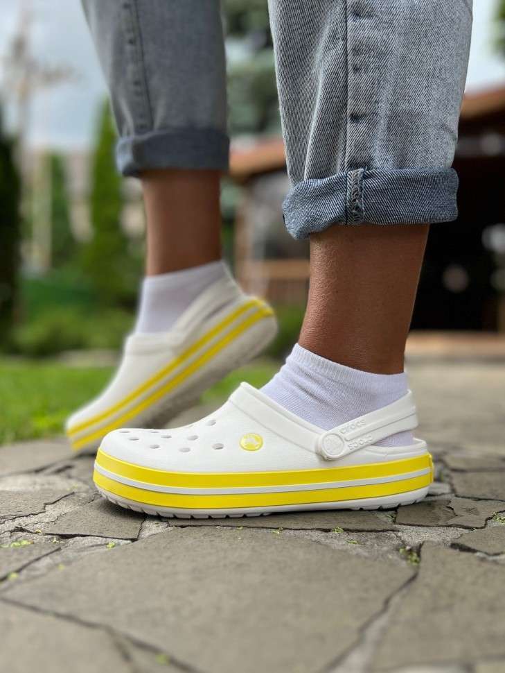 Жіночі Crocs Крокбенд Crocband Clog White / Cyber Yellow — фото 11