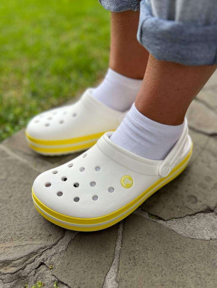 Жіночі Crocs Крокбенд Crocband Clog White / Cyber Yellow — фото 12