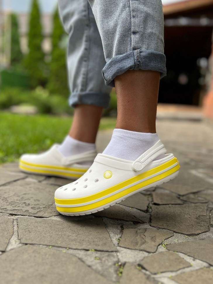 Жіночі Crocs Крокбенд Crocband Clog White / Cyber Yellow — фото 14