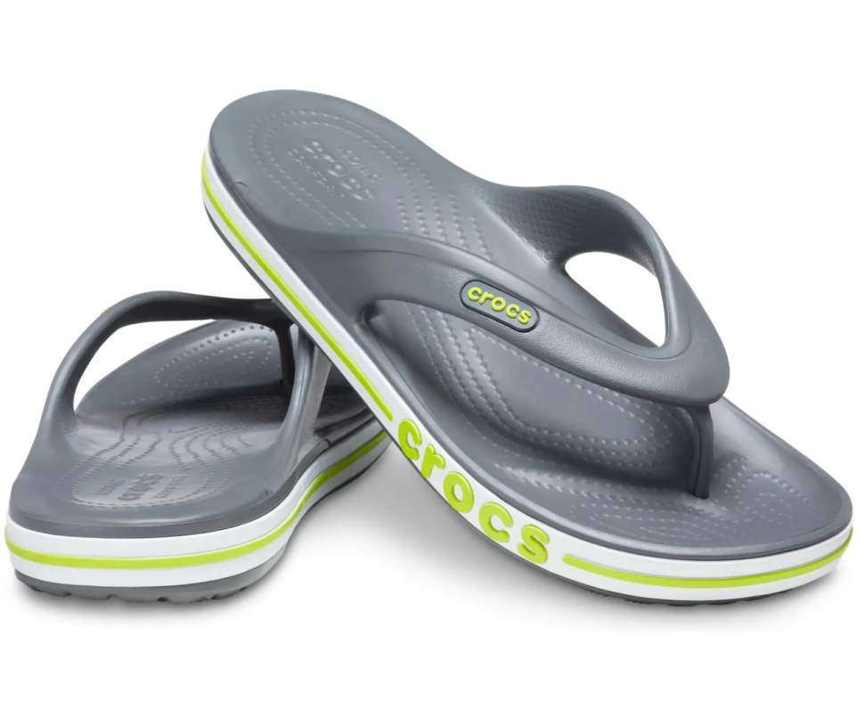 Crocs в'єтнамки Баябенд Сірі Bayaband Flip Slate Grey/Lime Punch