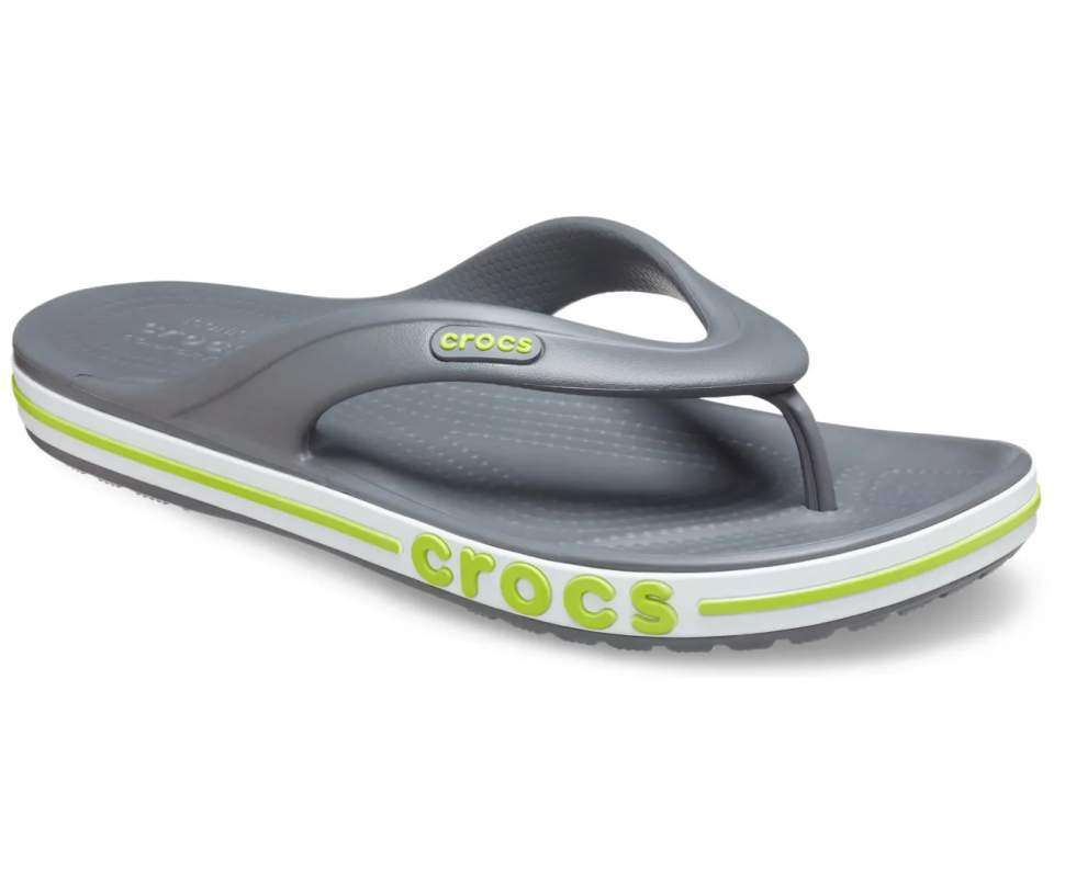 Crocs в'єтнамки Баябенд Сірі Bayaband Flip Slate Grey/Lime Punch — фото 2