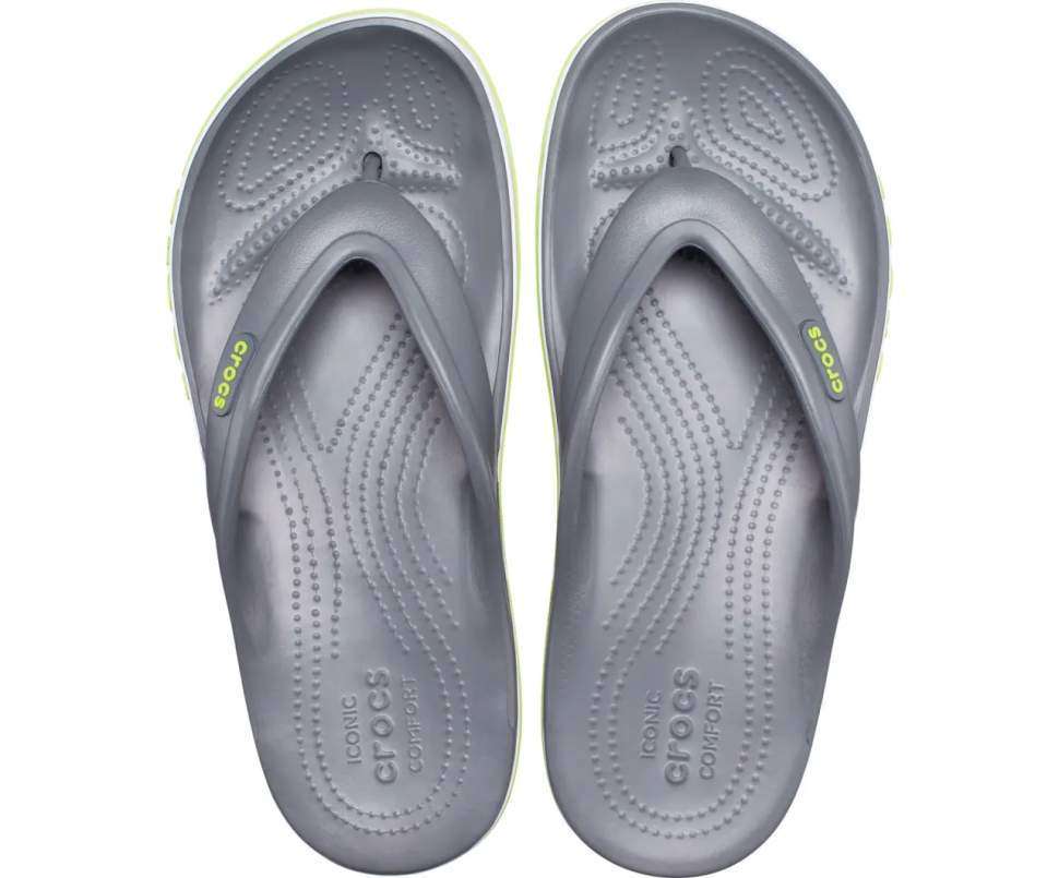 Crocs в'єтнамки Баябенд Сірі Bayaband Flip Slate Grey/Lime Punch — фото 3