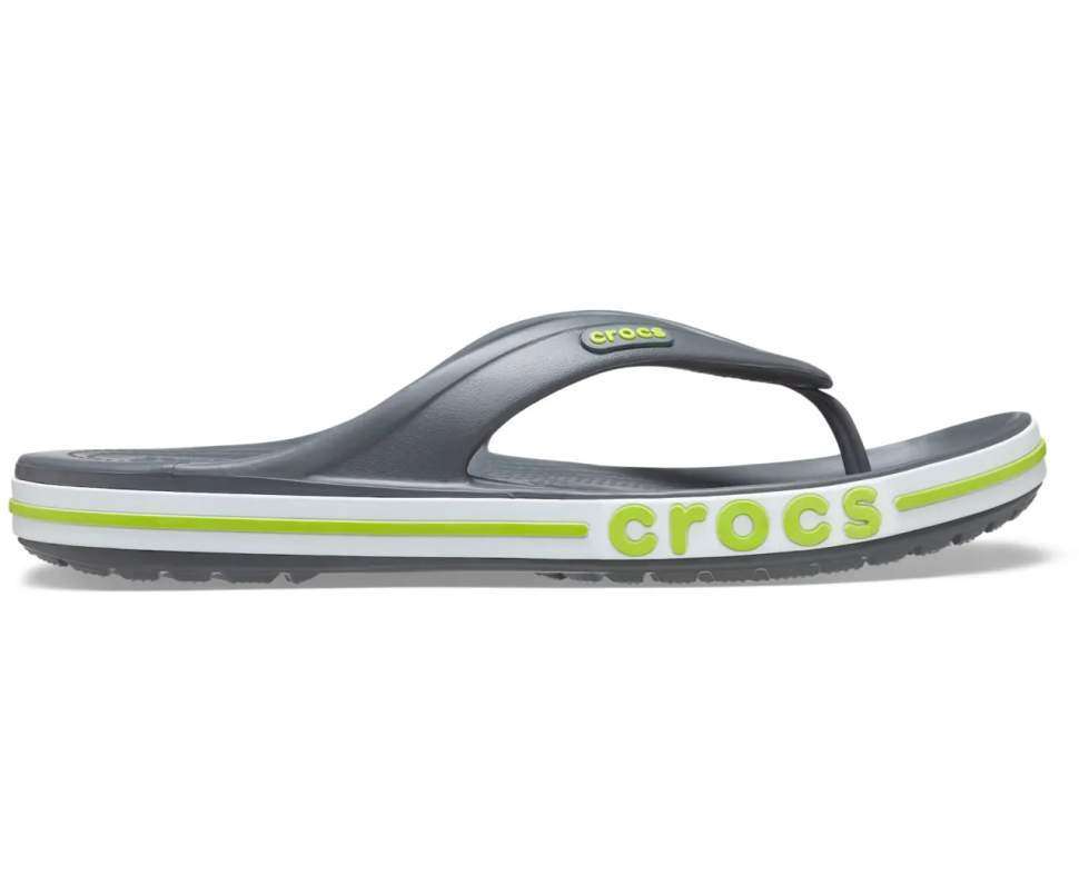Crocs в'єтнамки Баябенд Сірі Bayaband Flip Slate Grey/Lime Punch — фото 4