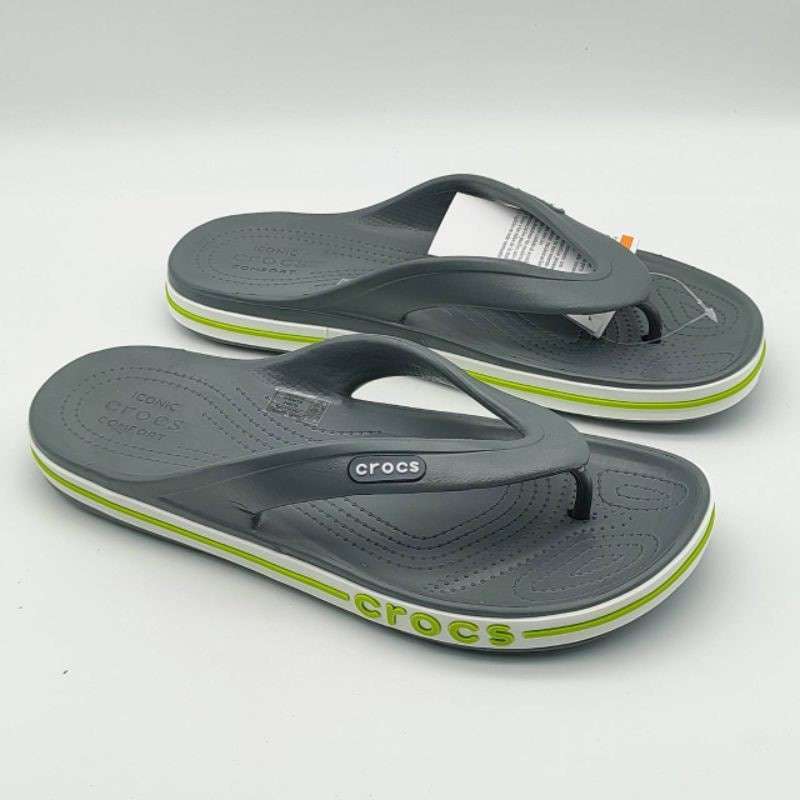 Crocs в'єтнамки Баябенд Сірі Bayaband Flip Slate Grey/Lime Punch — фото 7