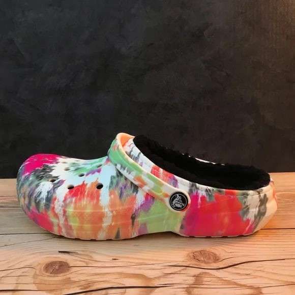 Жіночі Crocs утеплені Unisex's Classic Lined Tie Dye Clog Blotched — фото 11