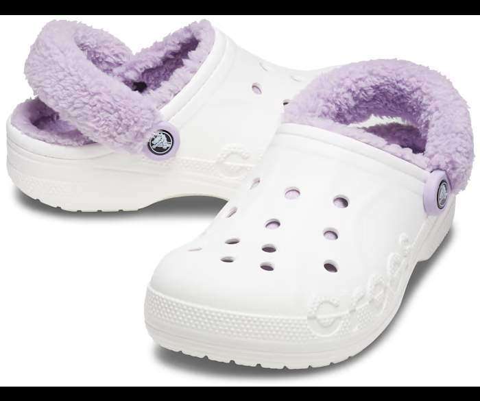 Жіночі Crocs утеплені Baya Lined Fuzz Strap Clog White/Lavender