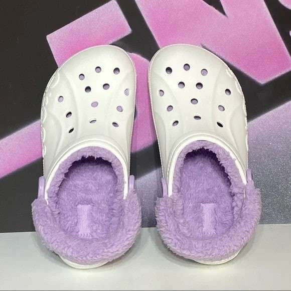 Жіночі Crocs утеплені Baya Lined Fuzz Strap Clog White/Lavender — фото 3