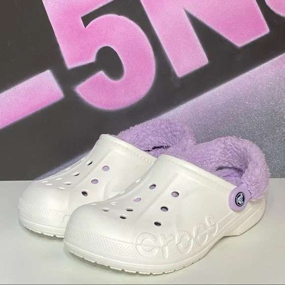 Жіночі Crocs утеплені Baya Lined Fuzz Strap Clog White/Lavender — фото 5