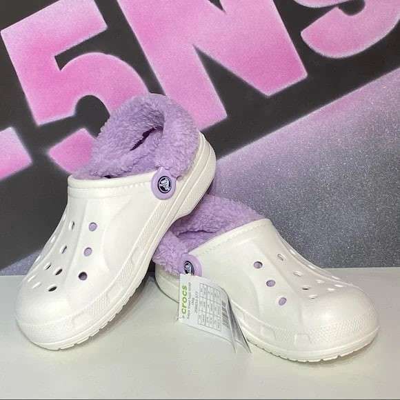 Жіночі Crocs утеплені Baya Lined Fuzz Strap Clog White/Lavender — фото 6
