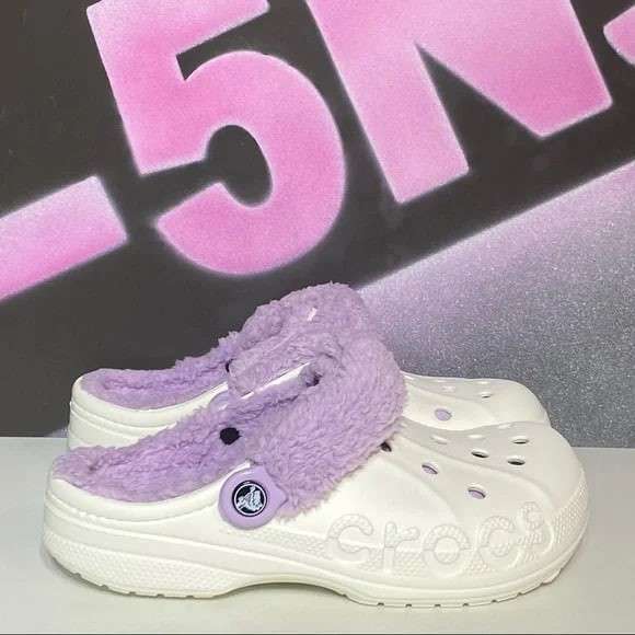 Жіночі Crocs утеплені Baya Lined Fuzz Strap Clog White/Lavender — фото 7