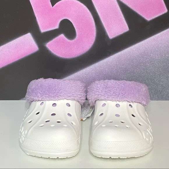 Жіночі Crocs утеплені Baya Lined Fuzz Strap Clog White/Lavender — фото 8