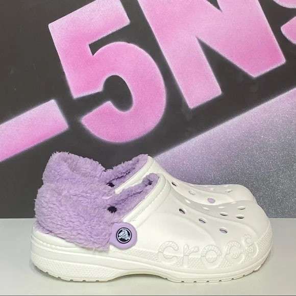 Жіночі Crocs утеплені Baya Lined Fuzz Strap Clog White/Lavender — фото 9