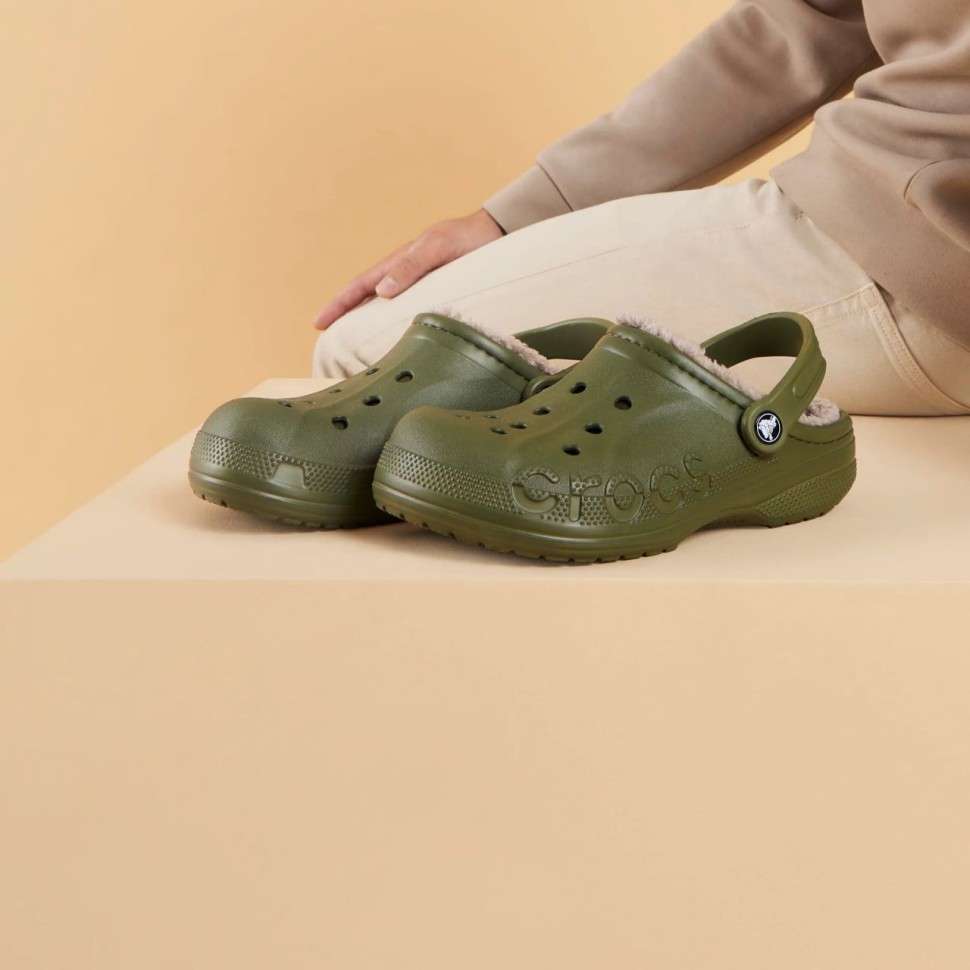 Crocs Бая Теплі Зелені Baya Lined Clog Army Green — фото 8