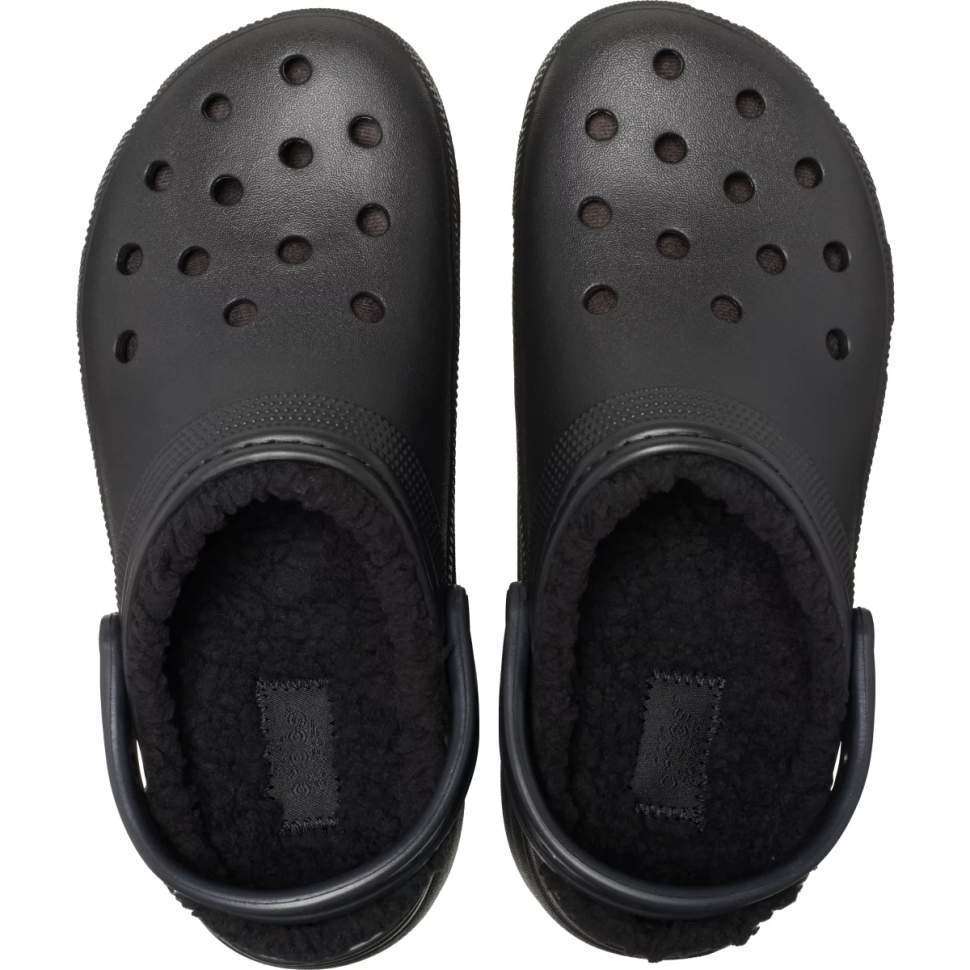 Жіночі Crocs утеплені Чорні Classic Platform Lined Clog Black — фото 3