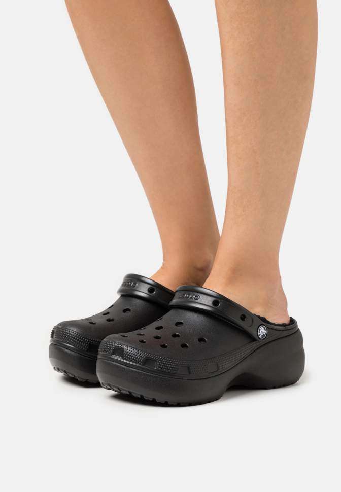 Жіночі Crocs утеплені Чорні Classic Platform Lined Clog Black — фото 7