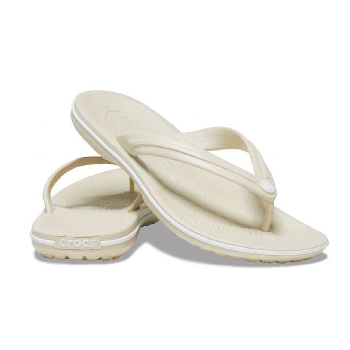Жіночі в'єтнамки Крокбенд Бежеві Crocs Crocband Flip Flop Bone — фото 1