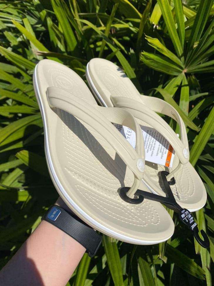 Жіночі в'єтнамки Крокбенд Бежеві Crocs Crocband Flip Flop Bone — фото 8