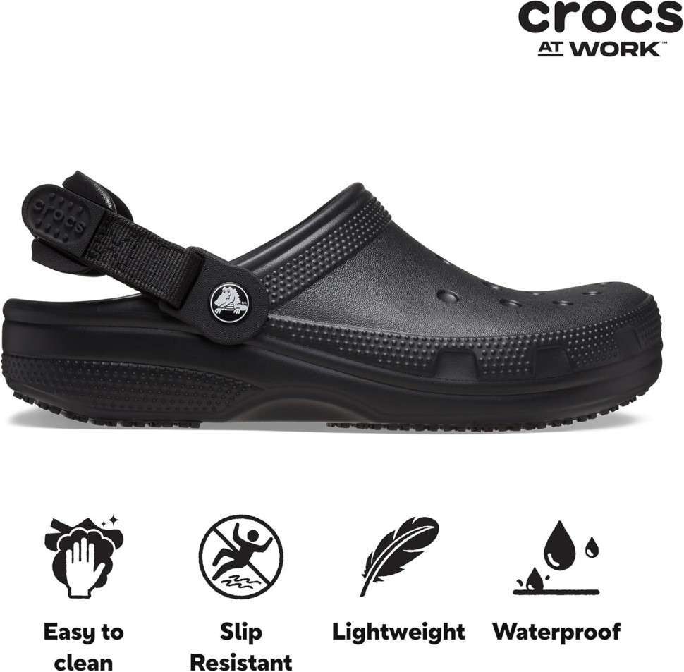Crocs Класік для праці Чорні Classic Work Clog Black — фото 6