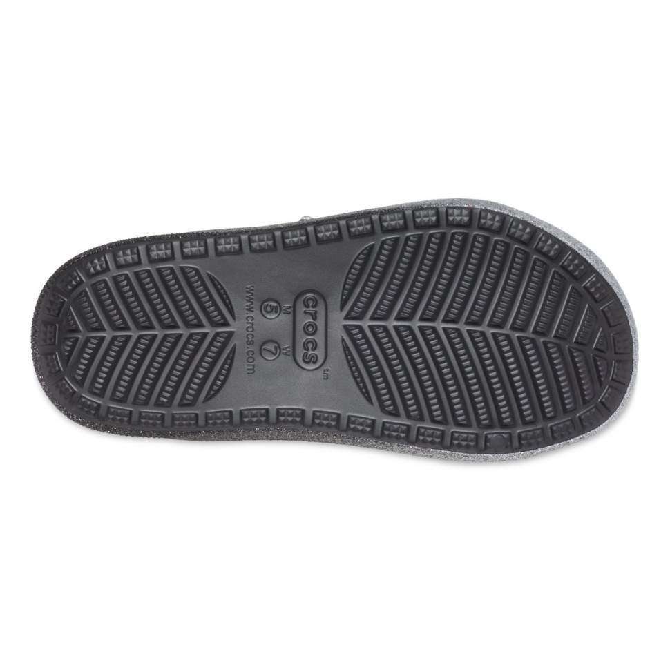 Жіночі Crocs утеплені Чорні Сріблясті Classic Cozzzy Glitter sandal Black/silver — фото 7