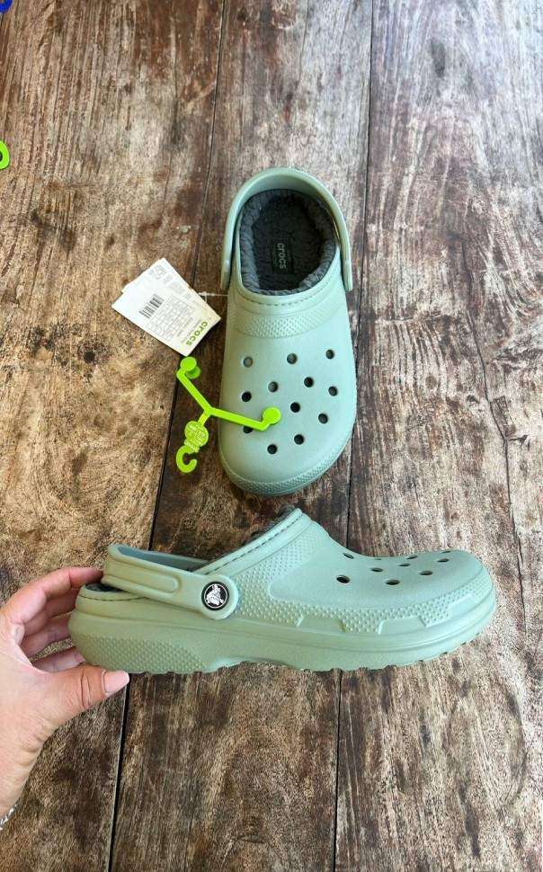 Crocs Утеплені Хакі Classic Lined Clog Moss / Multi — фото 3