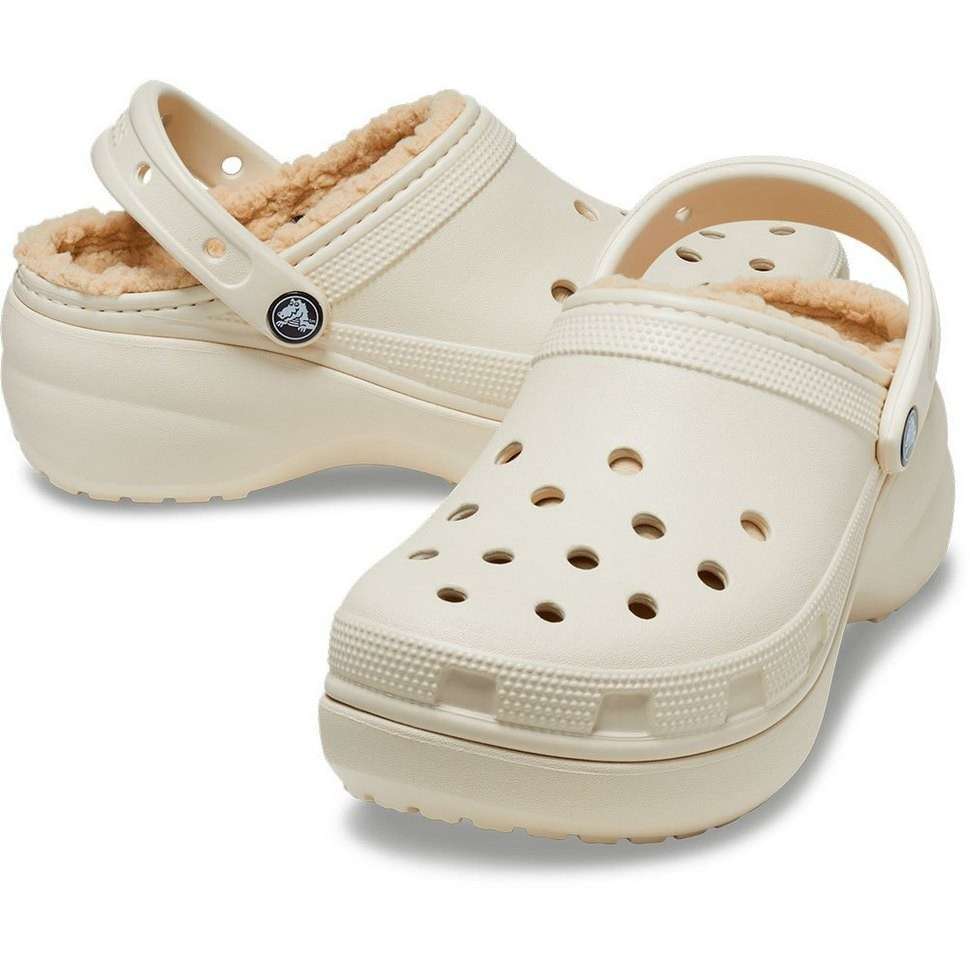 Жіночі Crocs утеплені Classic Platform Lined Clog W Bone