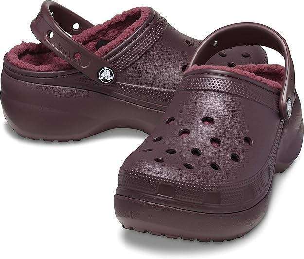 Жіночі Crocs Утеплені Бордові Classic Platform Lined Clog Dark Cherry — фото 1