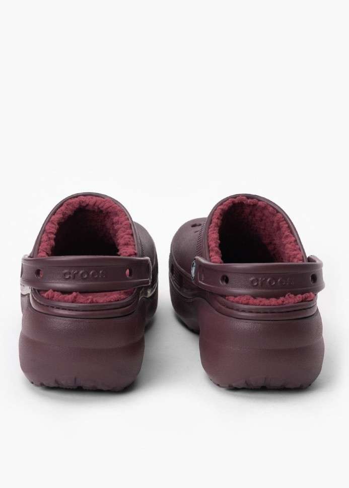 Жіночі Crocs Утеплені Бордові Classic Platform Lined Clog Dark Cherry — фото 3