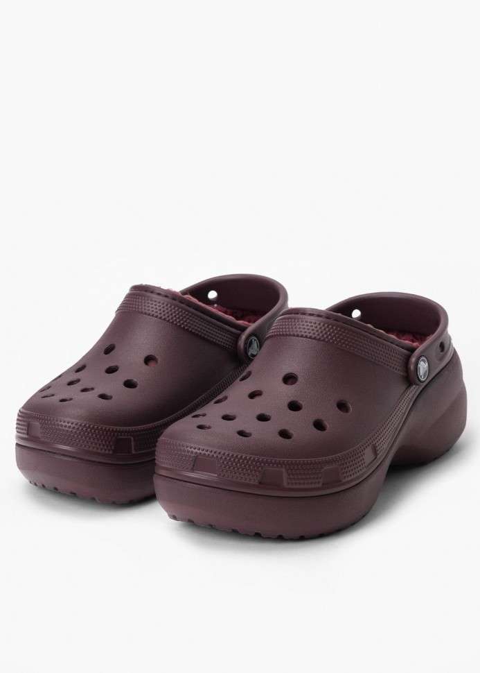 Жіночі Crocs Утеплені Бордові Classic Platform Lined Clog Dark Cherry — фото 5