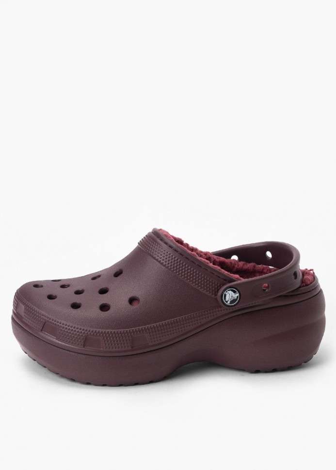 Жіночі Crocs Утеплені Бордові Classic Platform Lined Clog Dark Cherry — фото 6