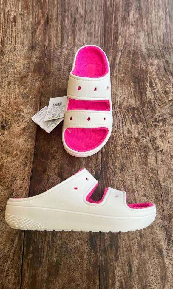 Жіночі Crocs утеплені Рожеві Classic Cozzzy White / Pink Crush — фото 9