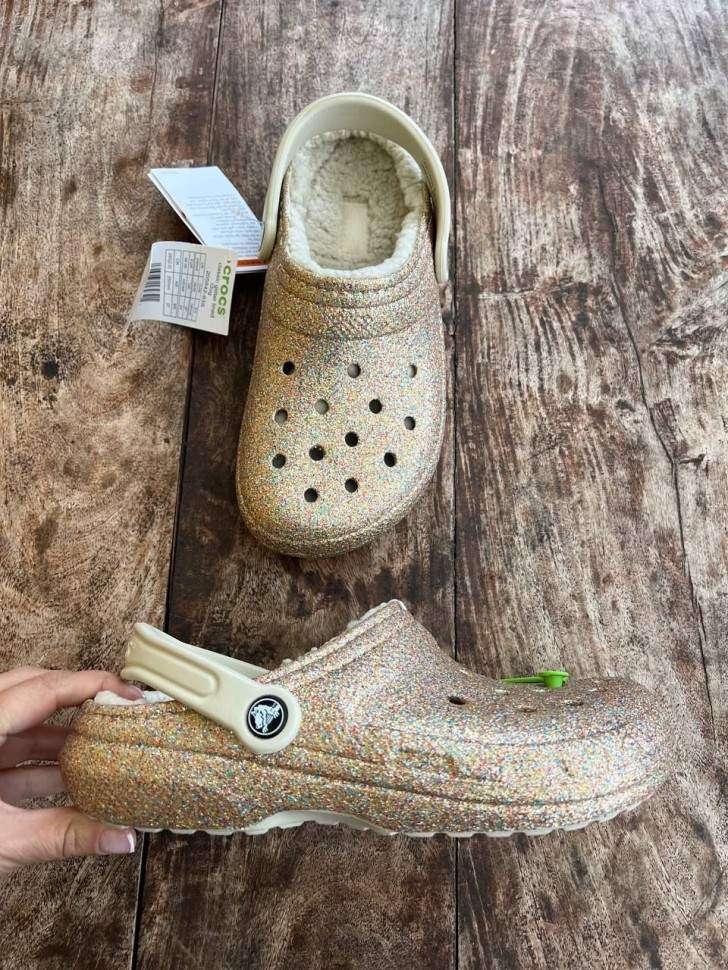 Crocs Утеплені Золоті Classic Lined Clog Glitter Gold — фото 7