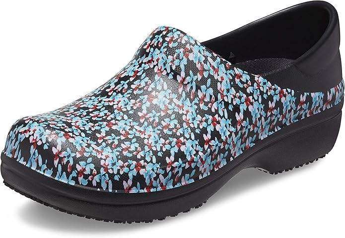 Crocs Для Праці Унісекс Чорні Квіти Neria Pro II Clog Non-Slip Work Shoes Black Ice Blue — фото 2