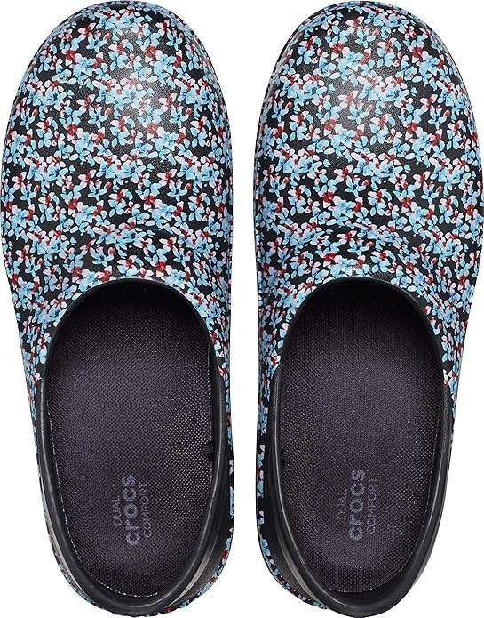 Crocs Для Праці Унісекс Чорні Квіти Neria Pro II Clog Non-Slip Work Shoes Black Ice Blue — фото 6