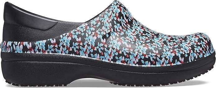 Crocs Для Праці Унісекс Чорні Квіти Neria Pro II Clog Non-Slip Work Shoes Black Ice Blue — фото 7